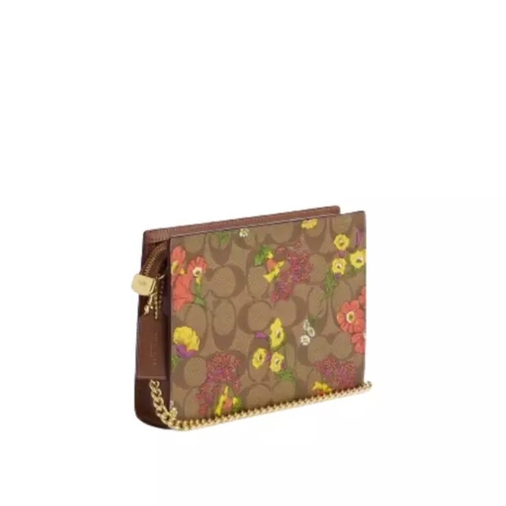 NWT!COACH SLIM CROSSBODY IN SIGNATURE CANVAS WITH FLORAL PRINT (COACH CR240) - Picture 9 of 9